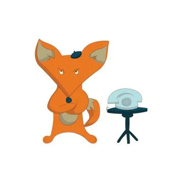 Fox waiting for a call Stock Illustration