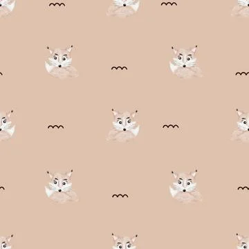 Fox watercolor pattern design for textile and packaging use Stock Illustration