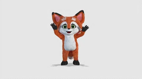 Fox wave greeting Video Loop and Alfa Channel 库存影片 163288037