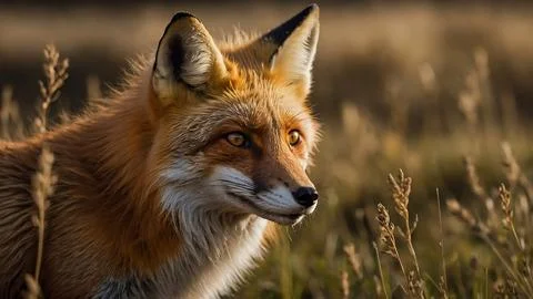 Fox in a wheat field Foto stock