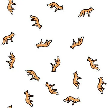 Fox wild animal vector seamless pattern Stock Illustration