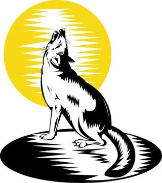 Fox wild dog howling Stock Illustration