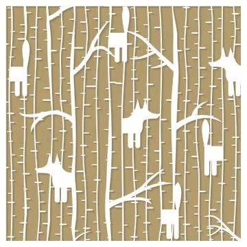 Fox in winter forest pattern - laser cutting vector illustration Illustrazione stock