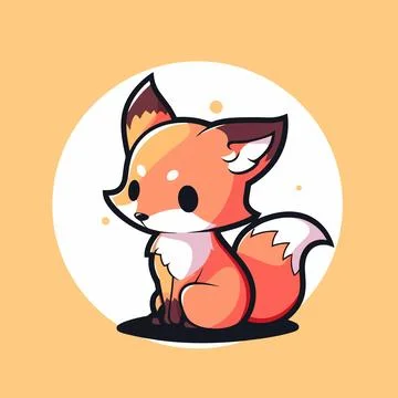 A fox with a yellow background. Stock Illustration