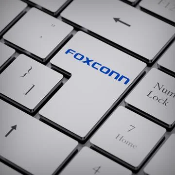 Foxconn logo notebook keycap 3d illustration stock market editorial Stock-Fotos