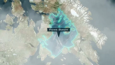 Foxe Basin Map - Clouds Effect | Stock Video | Pond5