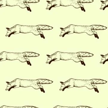 Foxes seamless pattern Stock Illustration