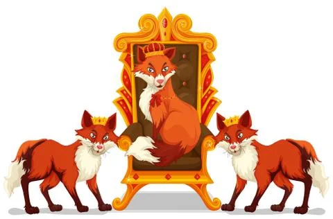Foxes sitting on the throne 스톡 일러스트