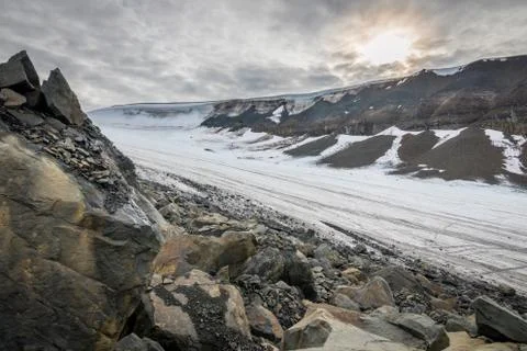 Foxfonna glacier in Svalbard Stock Photos