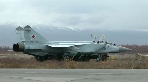 Foxhound MiG-31, distant double supersonic all-weather fighter interceptor Stock-Footage 20517395
