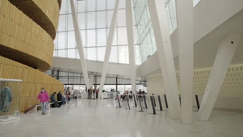 Foyer of the Oslo Opera House. Stock Footage 76878722