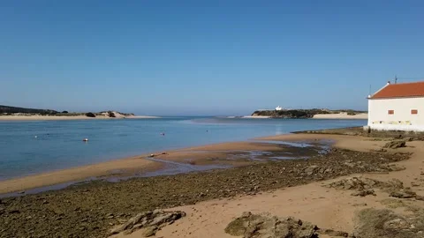 Foz do rio em Milfontes Video stock 202324062