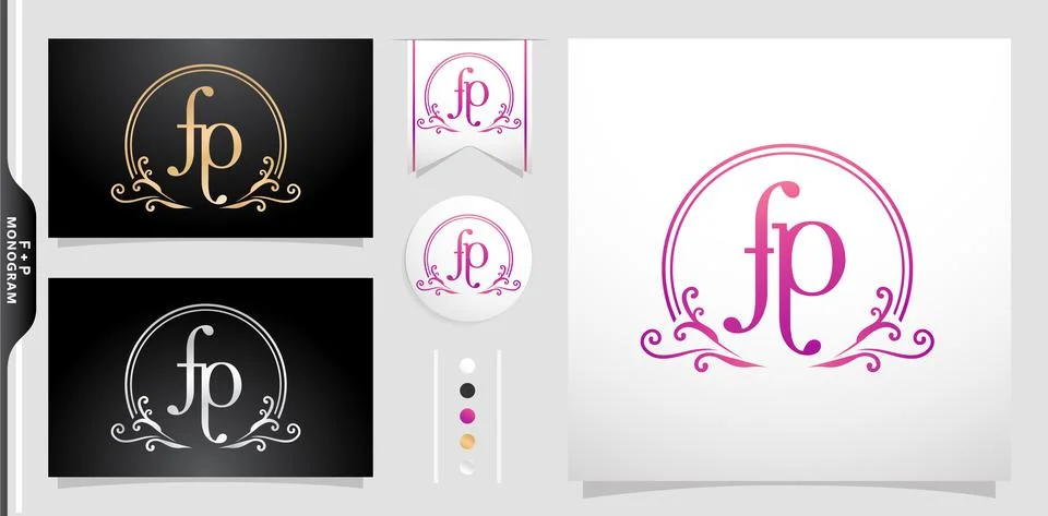 FP monogram circle frame Stock Illustration