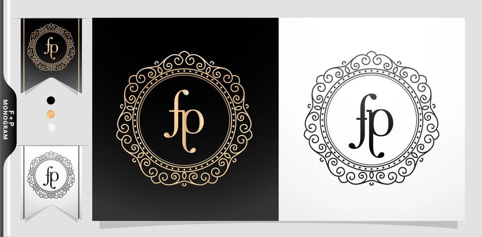 FP monogram Circle Frame ornament Stock Illustration