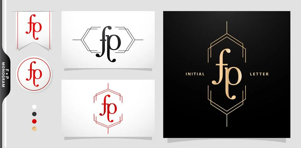 FP or PF initial letter and graphic name Stock Illustration