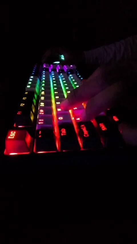 FPS video gaming action on keyboard dynamic vertical view Stock Footage 335470310