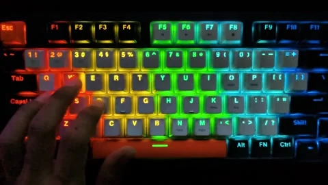 FPS video gaming action on keyboard top down view Stock Footage 335470464