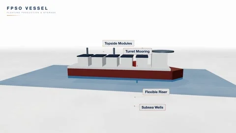 Fpso floating production storage vessel animation Stock Footage 339336819