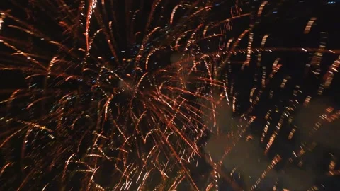 FPV aerial view of fireworks exploding in the night sky, Serbia. Vídeos de archivo 335622021