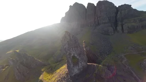 FPV Aerial Views Highlighting Dramatic Rocky Outcrops Within Scenic Landscapes Stock Footage 320805631