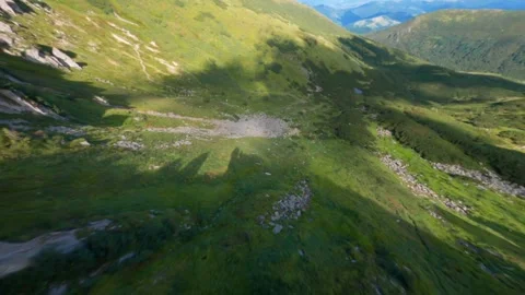 FPV, Beautiful view of rocky peak of Spitz mountain in the Carpathian mountains Stock Footage 249550044