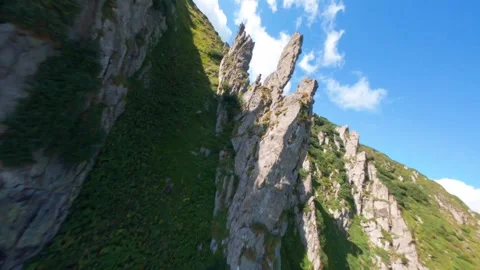 FPV, Beautiful view of rocky peak of Spitz  Video stock 254810167