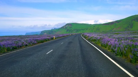 FPV of car driver POV driving along countryside road of Southern Iceland. Stock-Footage 107232219