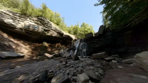 FPV Cinematic Drone Exploring A Waterfall (Chedoke Falls, Hamilton Ontario) Stock Footage 156898050