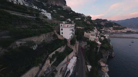 FPV Cliff Dive Drone Hotel Santa Caterina Amalfi Coast Italy Видео 344991137