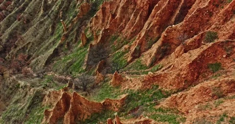 Fpv Close Proximity Flight Unique Natural Rock Formation Prehistoric Rila Stock Footage 289409506