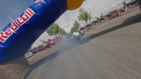 FPV Dive and Close Chase of Black-White BMW With Front View 스톡 동영상 322972239