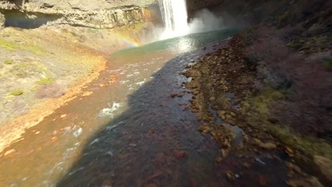 FPV Dive and Close Proximity Flight at Salto del Agrio Canyon 4K Stock Footage 320978867