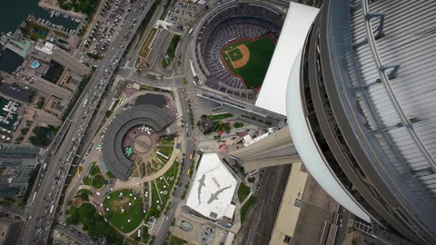 FPV Dive of the CN Tower and Rogers Center Stock Footage 278740411