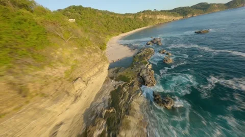 FPV Dive into untouched Beach Stock Footage 271657722