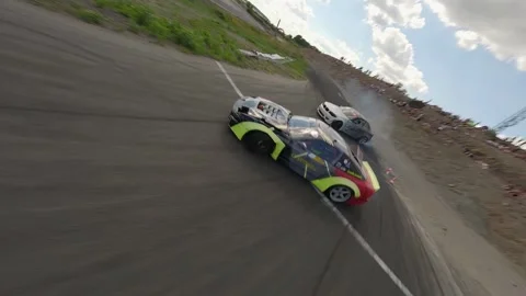 FPV Drift Battle With Front-Facing Angles and Tight Flybys Stock Footage 328179025