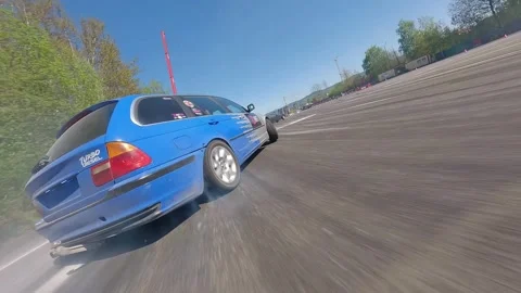 FPV Drift Battle Highlighting Chaser With Smooth Motion Stock Footage 328471548
