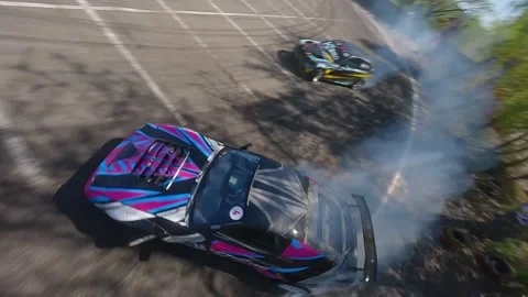 FPV Drift Battle With Intense Close Proximity and Dynamic Motion Stock Footage 328470895