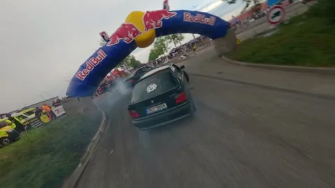 FPV drift battle at Liberec NISA – close chase – May 26, 2024 Stock Footage 318803945