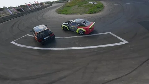 FPV Drift Battle With Shifting Light and Dynamic Proximity Stock Footage 328178575