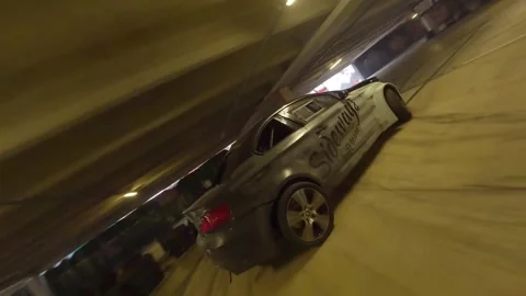 FPV Drift Battle Through Tight Underground Corners Stock Footage 327035511