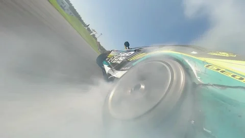 FPV Drift Run With Ultra Low Close-Up Wheel Detail Shot Video stock 334877115