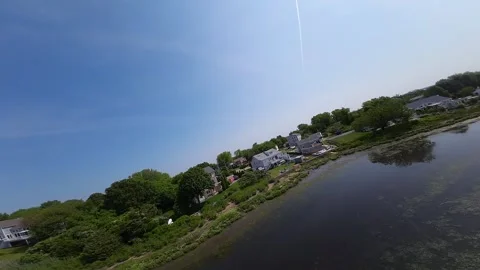 FPV Drone Adventure: Exploring Warwick, Rhode Island's Coastal Charms Video stock 243581117