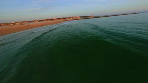 FPV Drone Aerial flight sunset view at Praia da Rocha, Algarve. Portugal. (B) Stock Footage 163367855