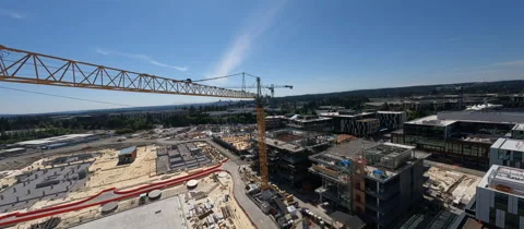 FPV Drone Aerial over Microsoft Construction Prores 2 Stock Footage 204876449