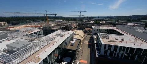 FPV Drone Aerial over Microsoft Construction Prores 1 Stock Footage 204876457