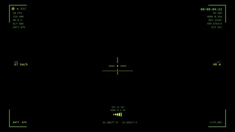 FPV drone camera viewfinder overlay Stock Footage 335460658