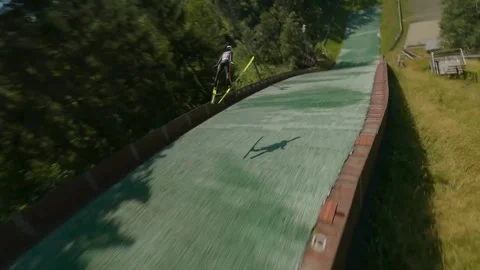 FPV Drone Chase – Summer Ski Jump, Lomnice nad Popelkou Stock Footage 313810426