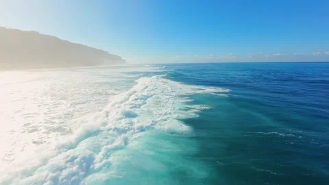 FPV Drone Chasing Wave Line at Nyang Nyang Beach, Fast Cinematic Flight Above Cr Stock Footage 336639142