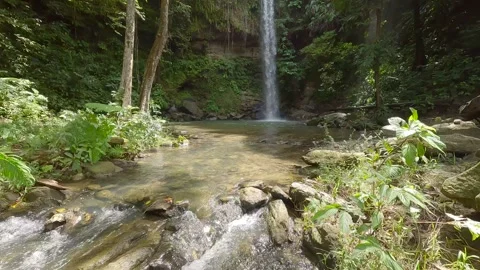 Fpv drone cinewhoop, river to waterfall Stock Footage 248209593
