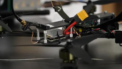 FPV Drone Circuit Board Hardware And Carbon Fiber Components 写真素材
